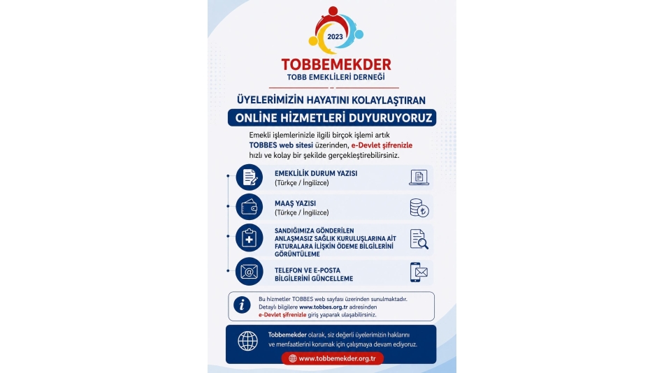 TOBBES WEB SAYFASINDAKİ ONLİNE İŞLEMLER